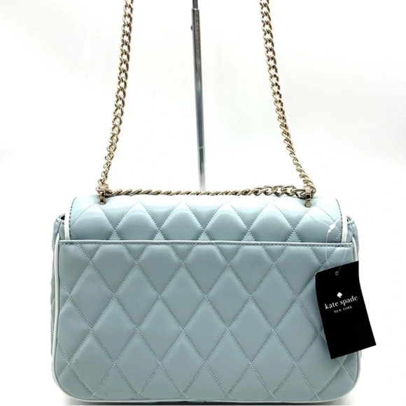 Kate Spade Colorblock Carey Quilted Leather Flap Shoulder Bag Wild Sage - Picture 4 of 11